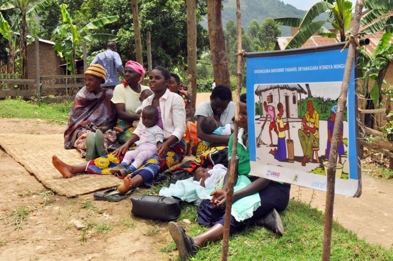Women in the Bulambira community Uganda listen to a Family Life School community group meeting (Rubanda District) ca. 14 March 2018