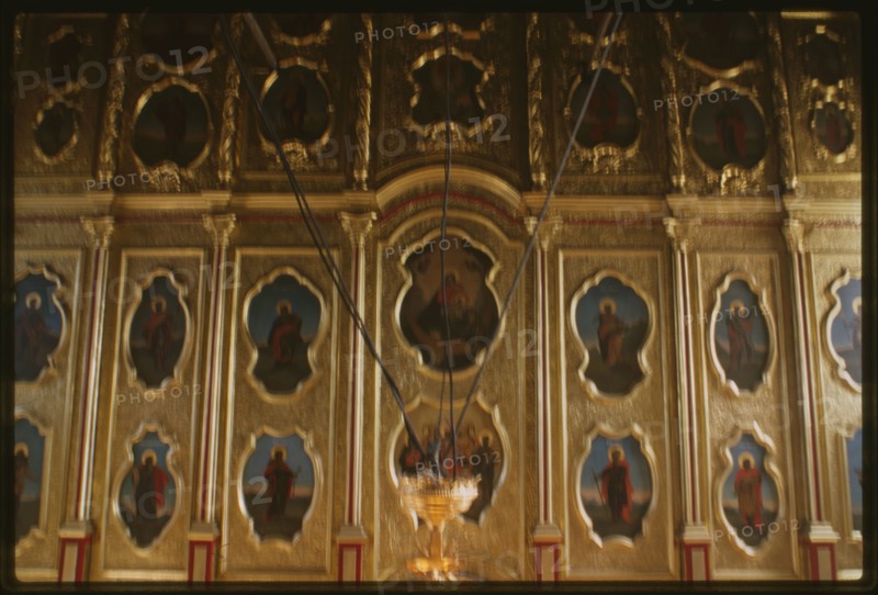 Church of the Elevation of the Cross (1747-58), interior, detail of icon screen, Irkutsk, Russia; 1999
