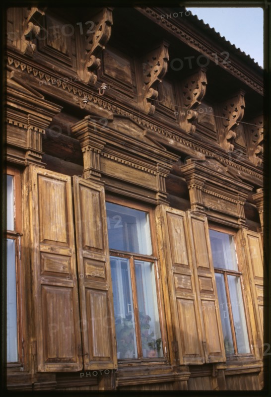 Wooden house, Sedov Street #68 (around 1900), ornamental details, Irkutsk, Russia; 1999
