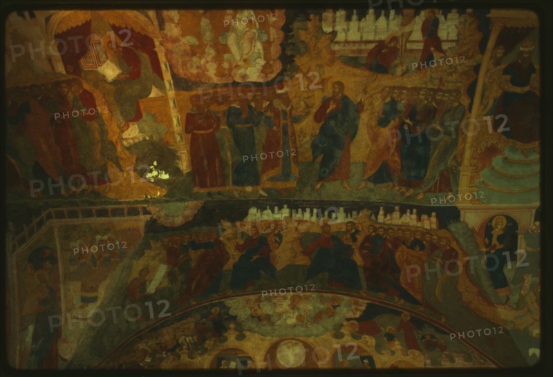 Church of John the Baptist at Tolchkovo (1671-87), interior, west gallery frescoes of Christ in the Garden of Gethsemane (1694-95), Yaroslavl', Russia; 1992