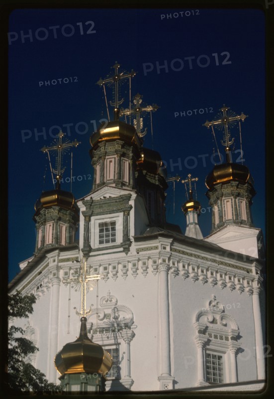 Church of the Trinity (1703-12), east view, with ceramic decoration, Verkhotur'e, Russia 1999.
