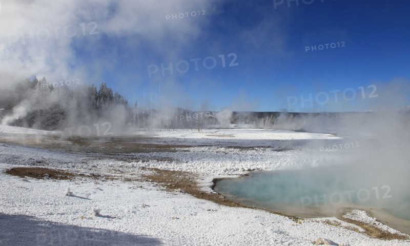 Norris Geyser Basin in late November in Yellowstone National Park; Date: 22 November 2013
