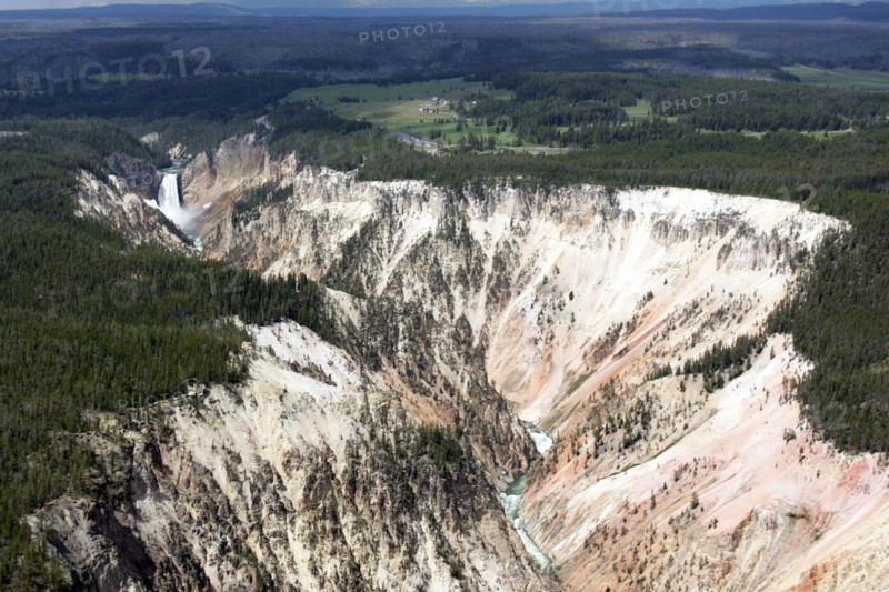Aerial view of Lower Falls and Grand Canyon of the Yellowstone in Yellowstone National Park; Date: 16 June 2005