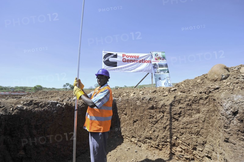A construction worker in last minute preparations at the project site where the new biomass energy power plant will be built in Marigat, Baringo County Kenya ca. 28 January 2014