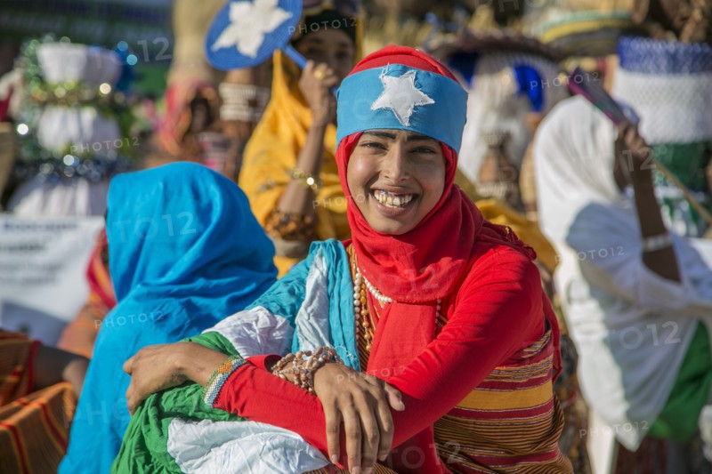 Smiling woman in traditional dress in Garowe, Puntland ca. 4 June 2015