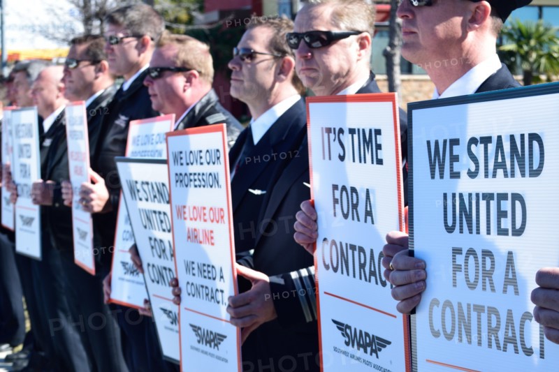 Southwest Airlines Pilots  upset over having no contract protest outside Love Field in Dallas, TX, USA (February 3,2016)