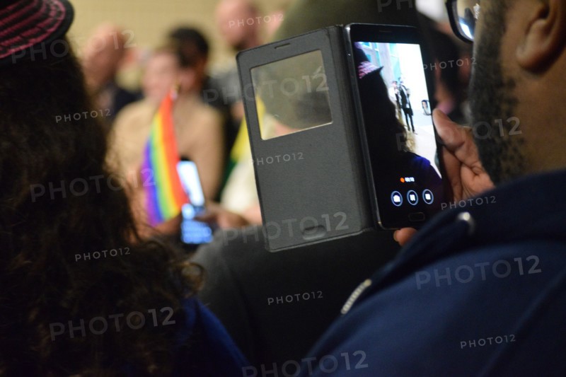 Protest outside Dallas police HQ after fifteen attacks, robberies against LGBT community, Dallas, USA (November 22, 2015)