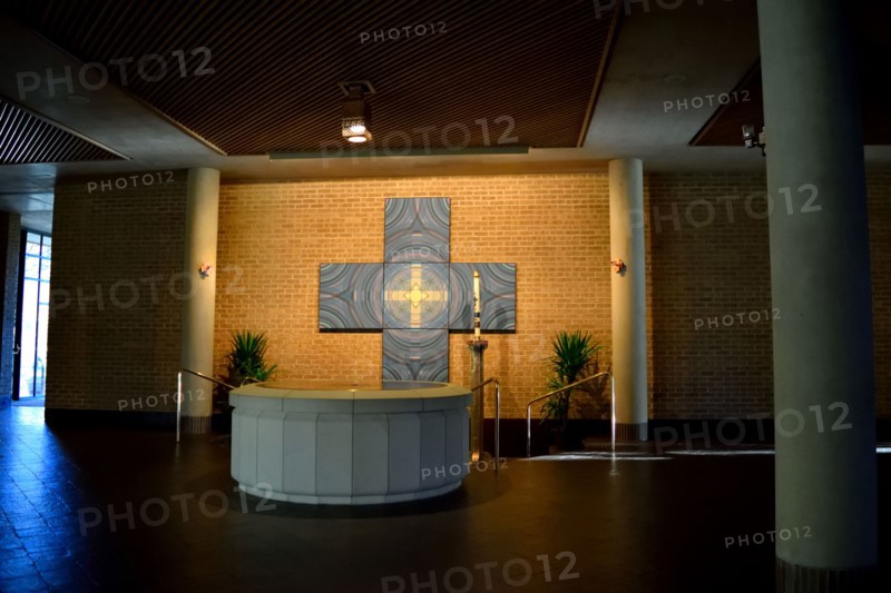 Interior of a catholic church on the campus of the University of Dallas in Irving, TX