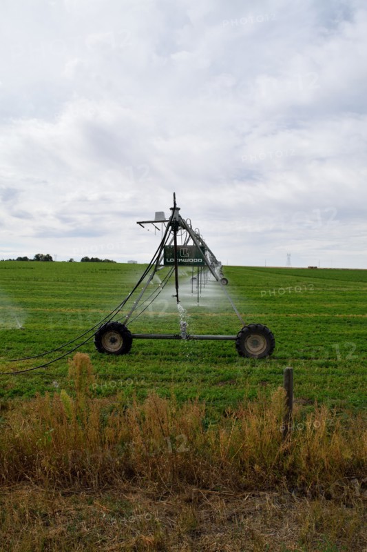A Lockwood Irrigation System at work on farmland in eastern Wyoming