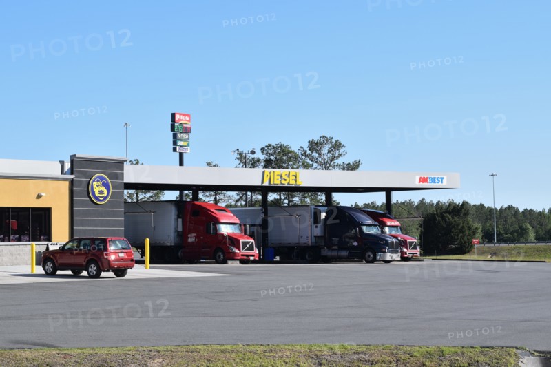 Semi Trucks Fueling Up at a Pilot Truck Stop