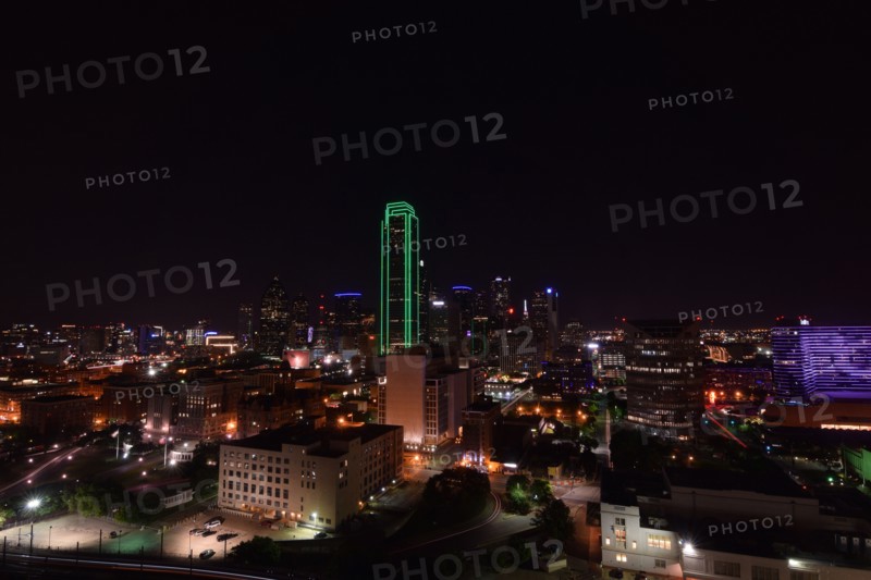 Dallas Stock Photos: Downtown Dallas Texas at night; The Omni Hotel on the right