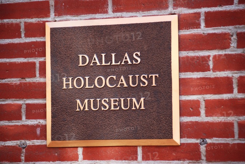 Plaque outside the Dallas Holocaust Museum