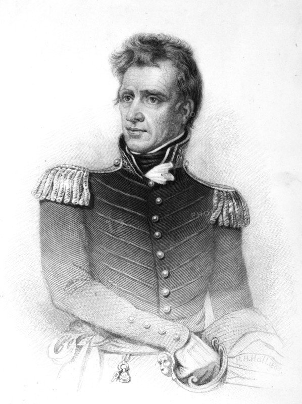 President Andrew Jackson in a martial pose