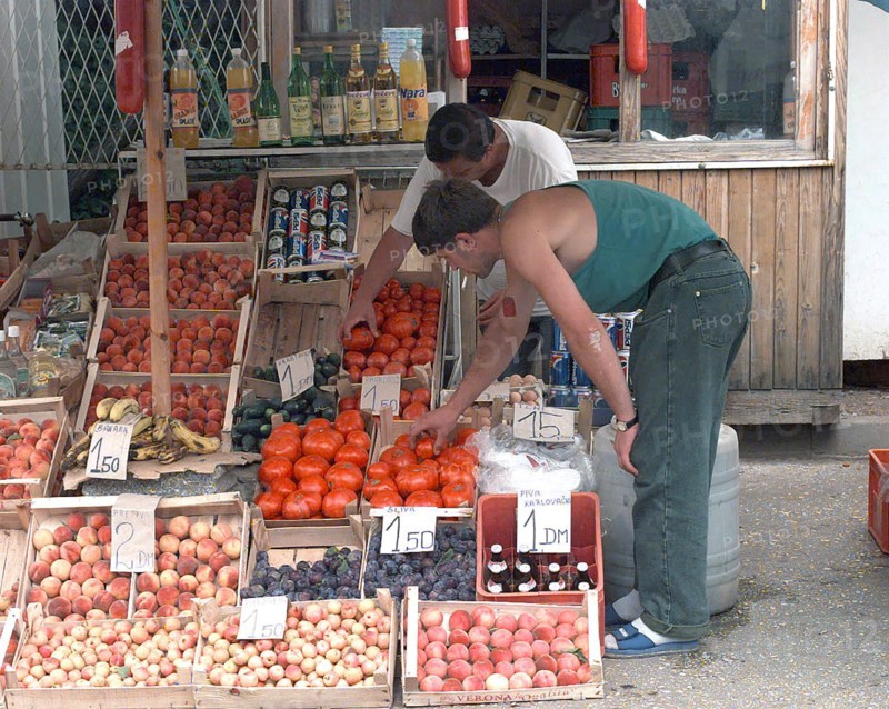 Local vender at a street market stand in Ilidza, Bosnia