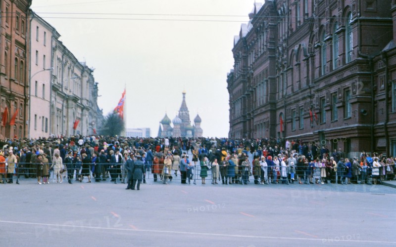 A crowd gathered in Red Square in Moscow
