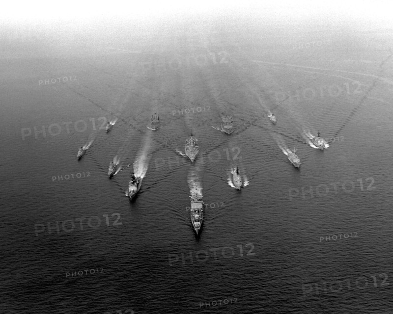 Aerial bow view of the first battleship battle group