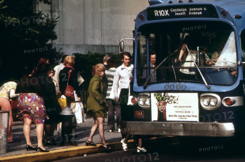 Boarding a Bus in the Finance District of Lower Manhattan May 1973