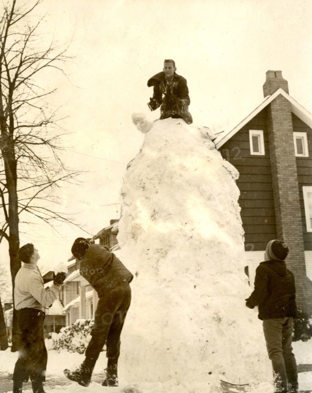 Boys Building a Pillar of Snow November 1966