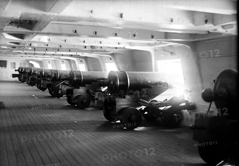 Cannons inside the U.S.S. Constellation ca. 1914
