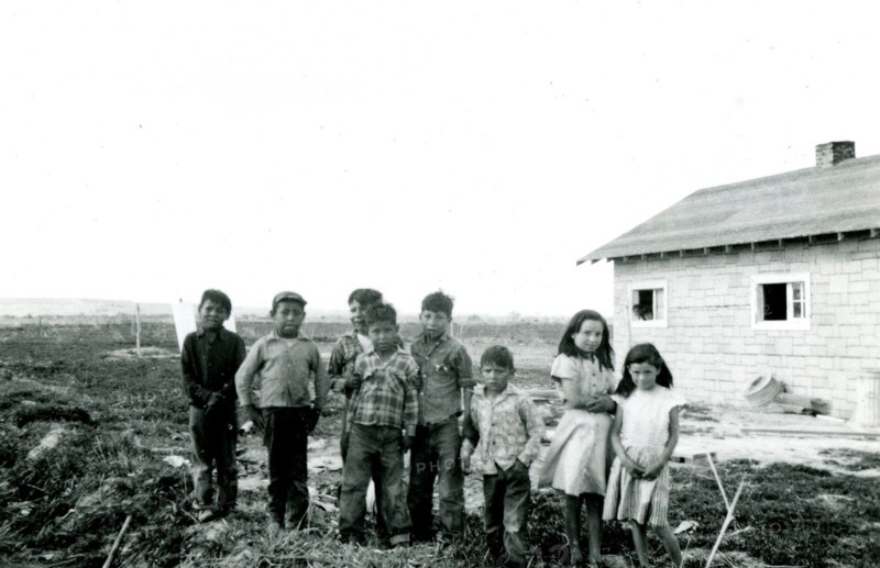 Children in Front of Cabin ca 1948