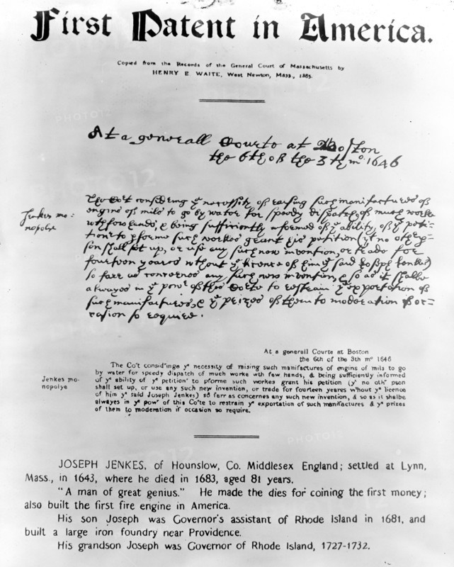Copy of first patent ca. 1905