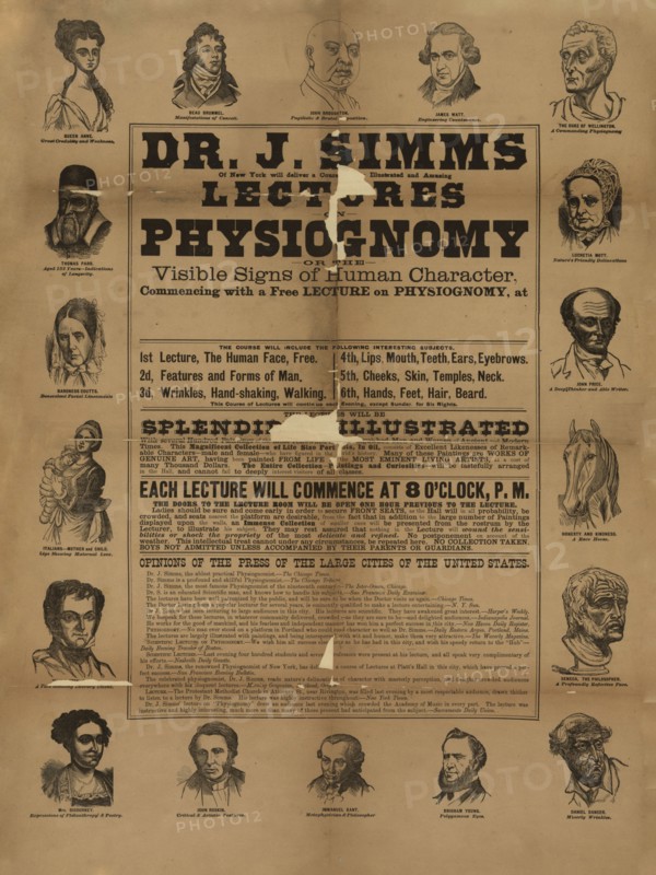 Dr. J. Simms. Lectures on physiognomy ca. 1880