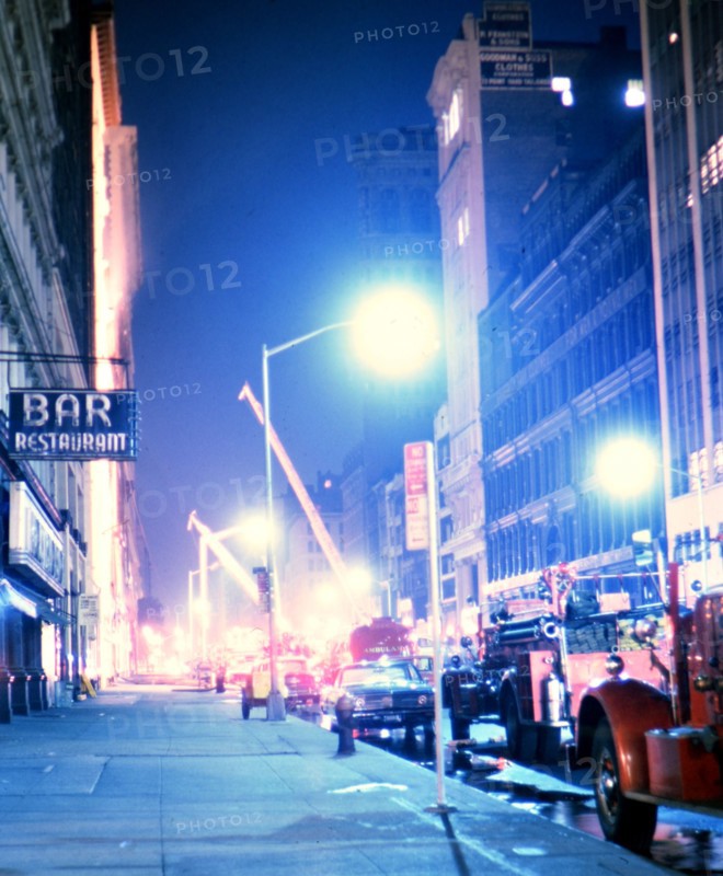 Emergency vehicles at the scene of a fire in New York City