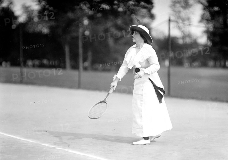 Miss Francis Lippett  playing tennis at a tournament in 1913