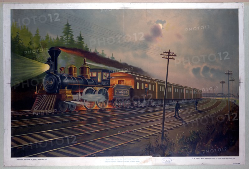 Night scene on the New York Central Railroad.