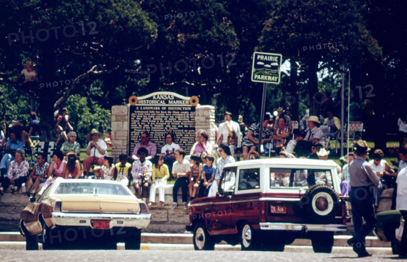 People Congregate in the Town Square in Cottonwood Falls Kansas
