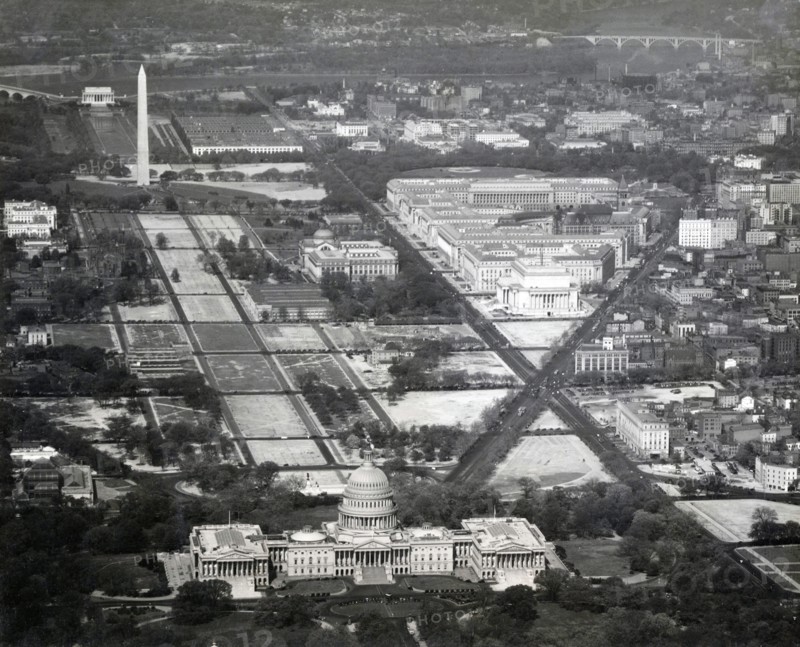 Photograph of Aerial View of U.S. Capitol and Federal Triangle