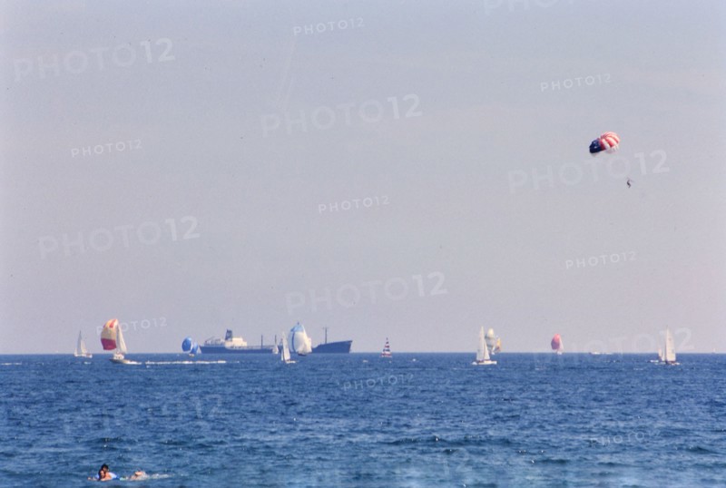 Sailboats on the Atlantic ocean near a south florida beach