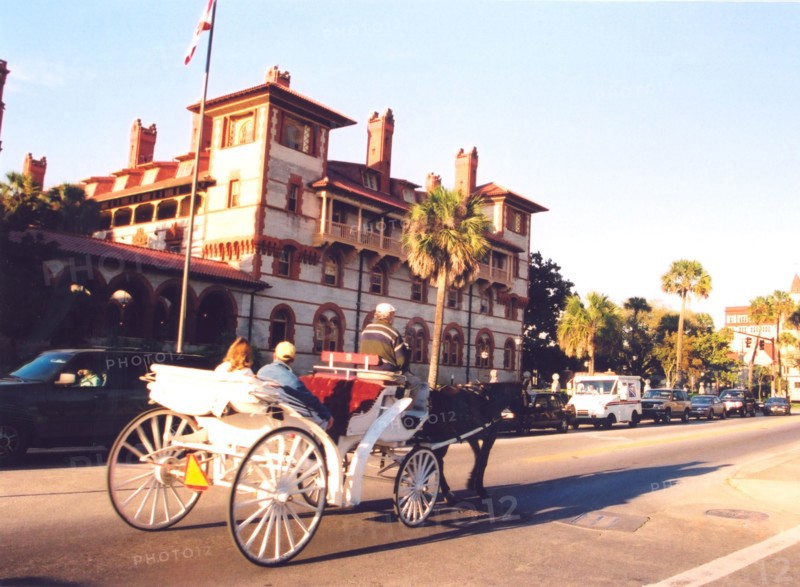Tourists enjoy a horse ride