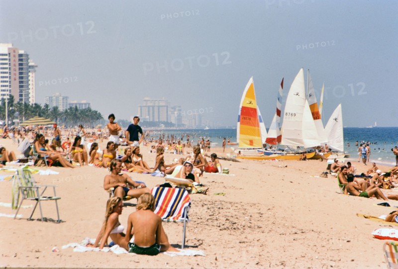 Tourists relaxing on a South Florida beach
