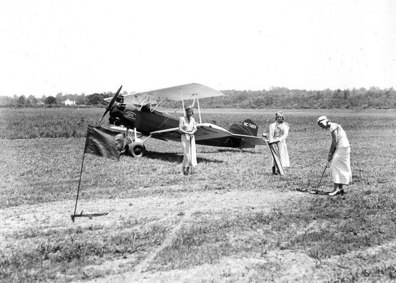 Women playing aerial golf