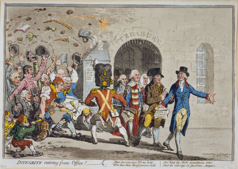 Integrity retiring from Office! ca. 1801, James Gillray, engraver