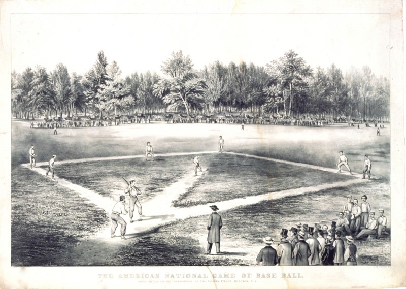 The American national game of base ball. Grand match for the championship at the Elysian Fields, Hoboken, N.J. ca. 1866