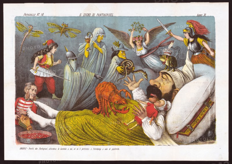 Il sogno di Pantagruel - Italian Political cartoon ca. 1878 by Grossi
