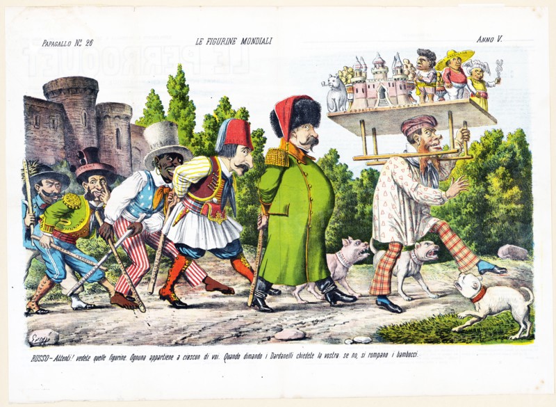 1800s Italian Political Cartoon by Agusto Grossi - Le figurine mondiali ca. 1877