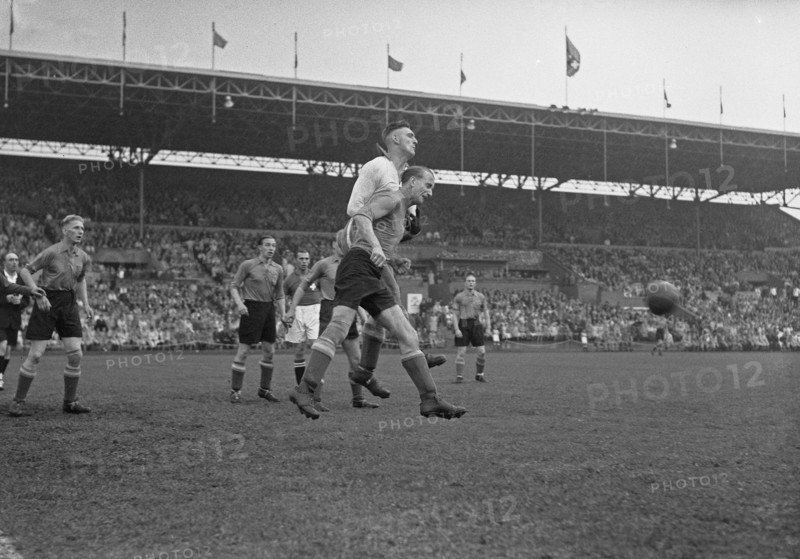 Historical soccer matches - Van der Linden makes a save ca. September 21, 1947