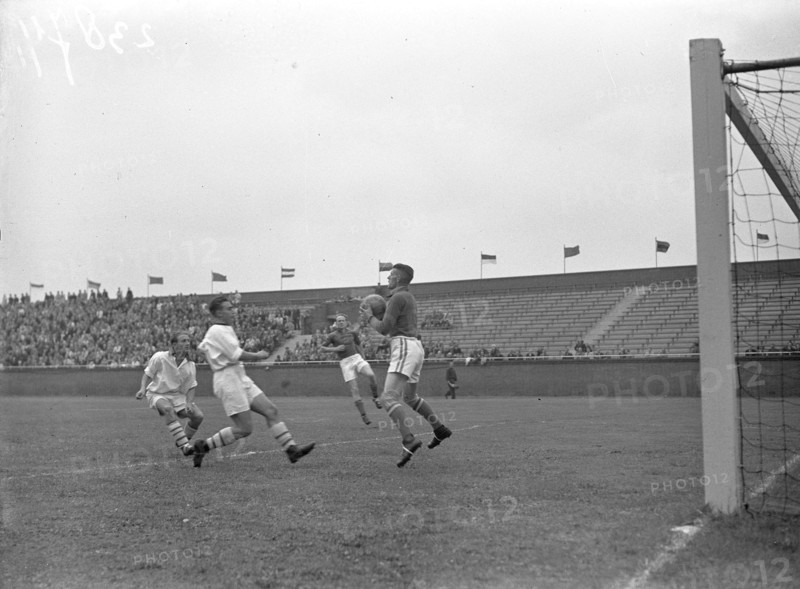 September 27, 1947 - 1940s Soccer Match - Zeeburgia against VSV / VSV goalkeeper Akkerman ball in hands