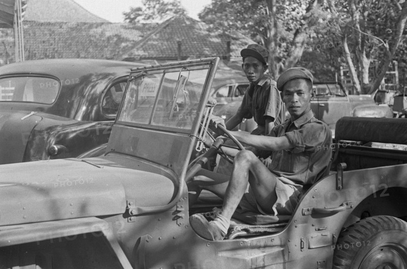 Two Indonesian drivers; Date July 1946; Location Batavia, Indonesia, Jakarta, Dutch East Indies