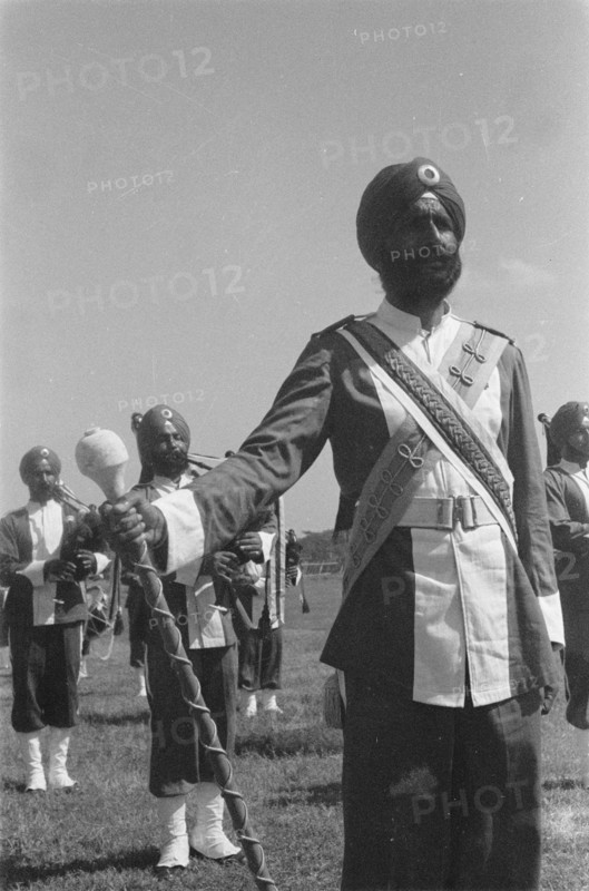 Indonesia History - Drum maitre from a British-Indian military music corps ca. 1946 (Location: Dutch East Indies)