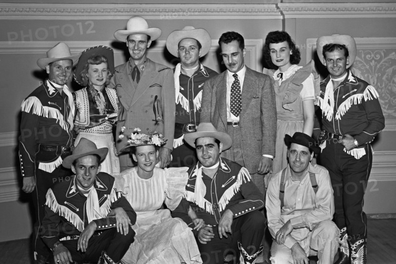 Portrait of Shorty Warren, Rosalie Allen, Ernest Tubb, Cy Sweat, Dave Miller, Radio Dot, Smokey Warren, Dick Richards, Minnie Pearl, Bob McCoy, and Smokey Swan, Carnegie Hall, New York, N.Y., Sept. 18-19, 1947
