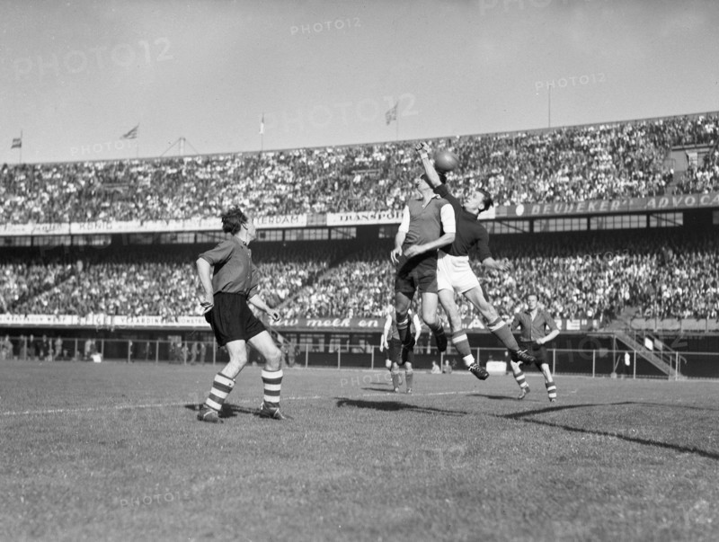 1940s Soccer Match - Feyenoord against Sparta 3-2. Feyenoord goalkeeper in action ca. October 1947