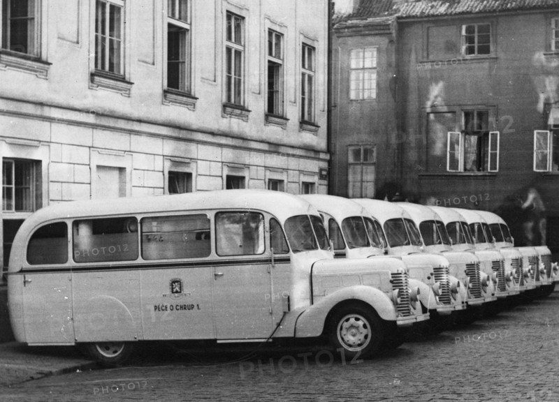 September 30, 1947 - Dentist buses parked in lot in Czechoslovakia