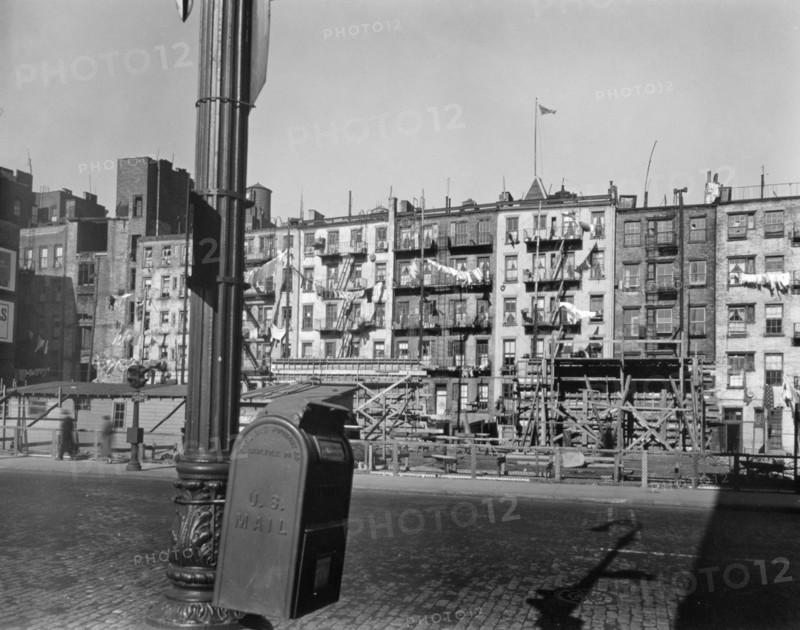 1930s New York City - Old law tenements, from Forsythe and E. Houston Streets, Manhattan ca. 1937