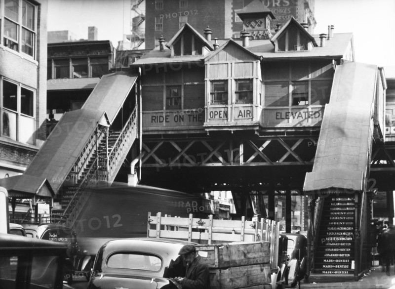 1930s New York City - El,' Sixth Avenue Line, 28th Street Station, Manhattan ca. 1938