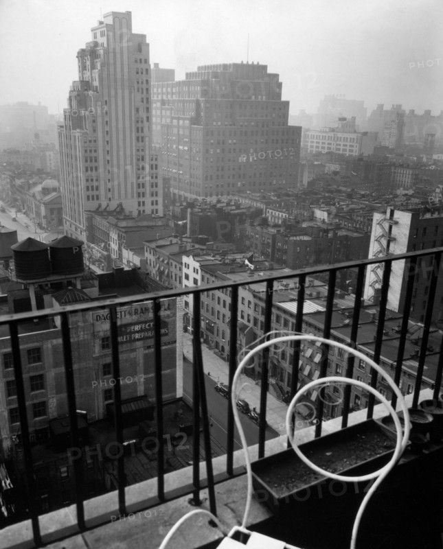 1930s New York City - General view from penthouse, 56 Seventh Avenue, Manhattan ca. 1937
