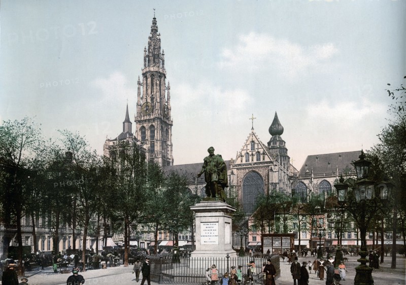 Place Verte and cathedral, Antwerp, Belgium ca. 1890-1900